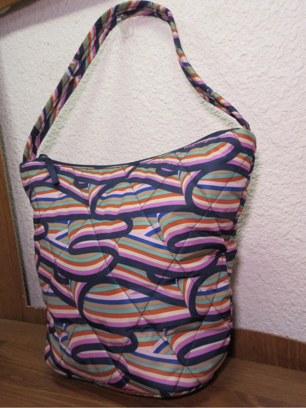 Vera Bradley Quilted Shoulder Bag in Purple Stripe Swirl